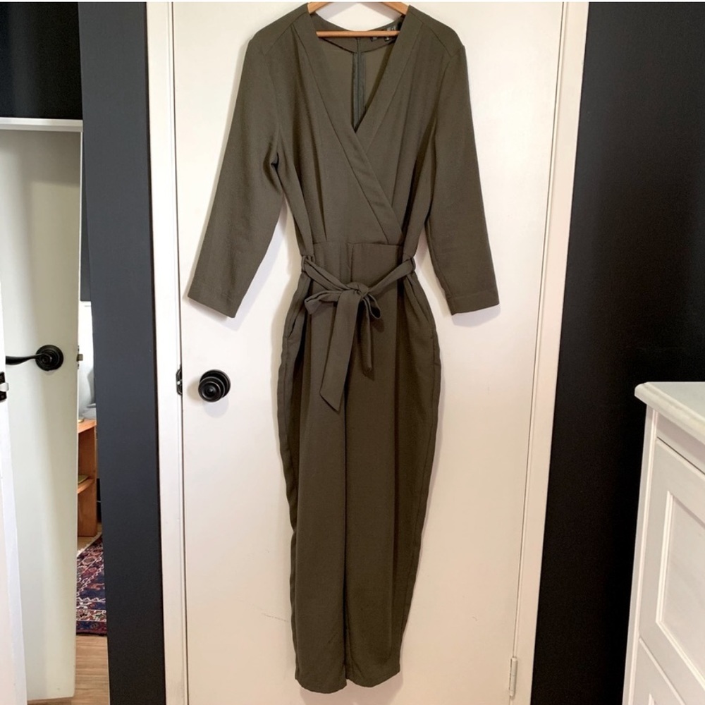 Dynamite Green Wrap Jumpsuit